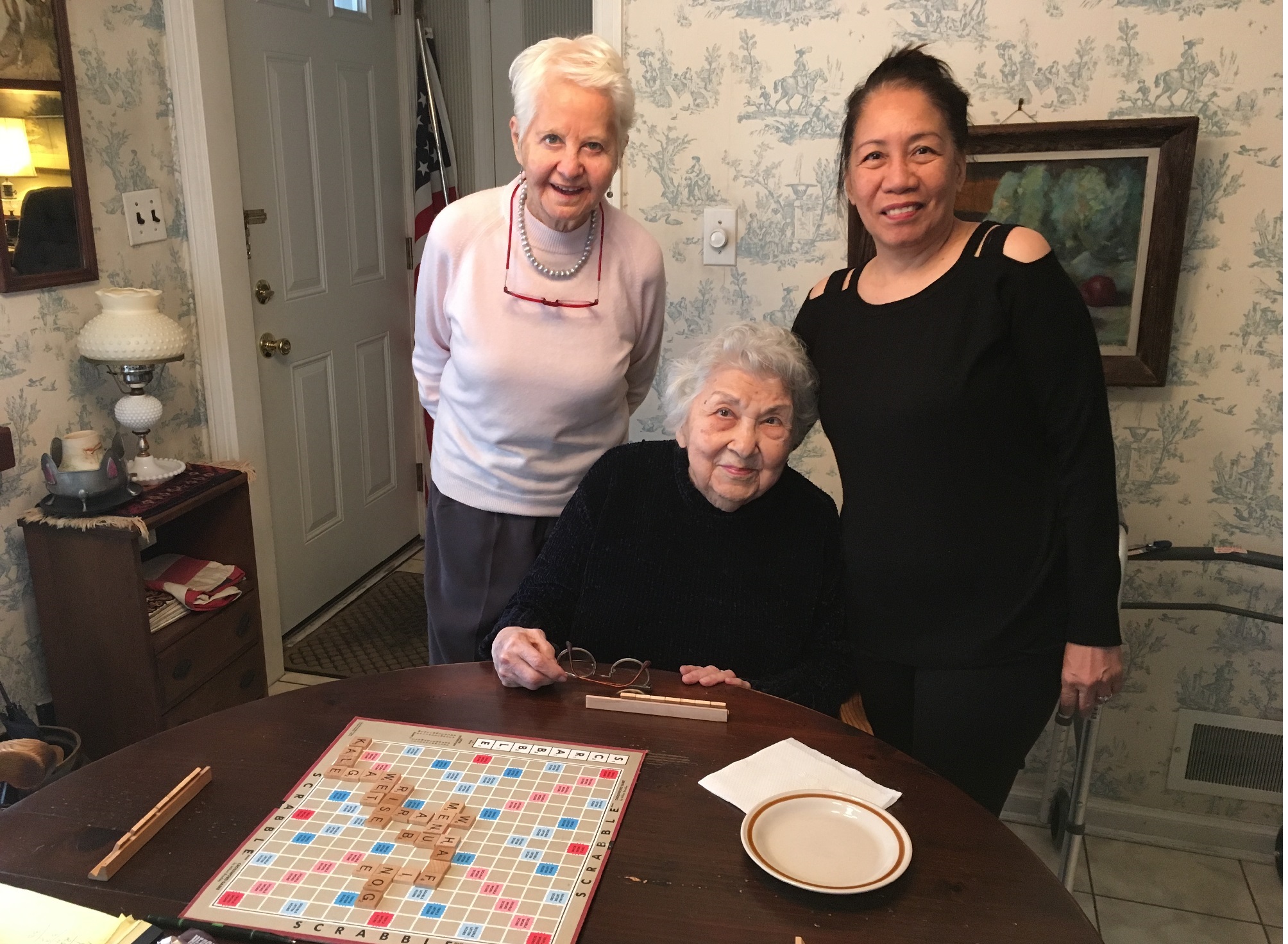 Rosette and Armine's weekly Scrabble game thanks to NORC WOW