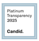 The badge, with a blue border, reads "Platinum Transparency 2025 Candid," symbolizing the myriad ways to give responsibly.